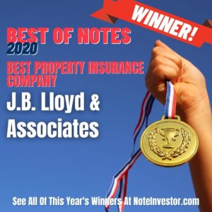 Graphic Announcing Best Property Insurance Company, Best of Notes 2020