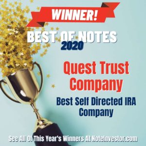 Graphic Announcing Best Self Directed IRA Company, Best of Notes 2020