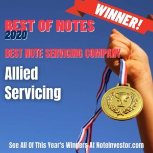 Graphic Announcing Best Note Servicing Company for Best of Notes 2020