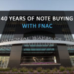 Photo of FNAC with words: "40 Years of Note Buying with FNAC"