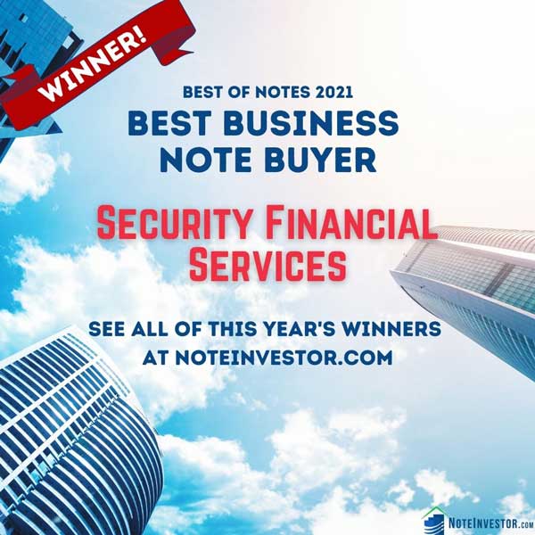 Announcement for Best Business Note Buyer, Best of Notes 2021