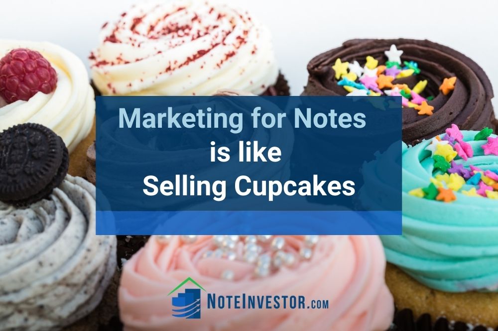 Photo of Cupcakes with Words "Marketing for Notes is Like Selling Cupcakes"