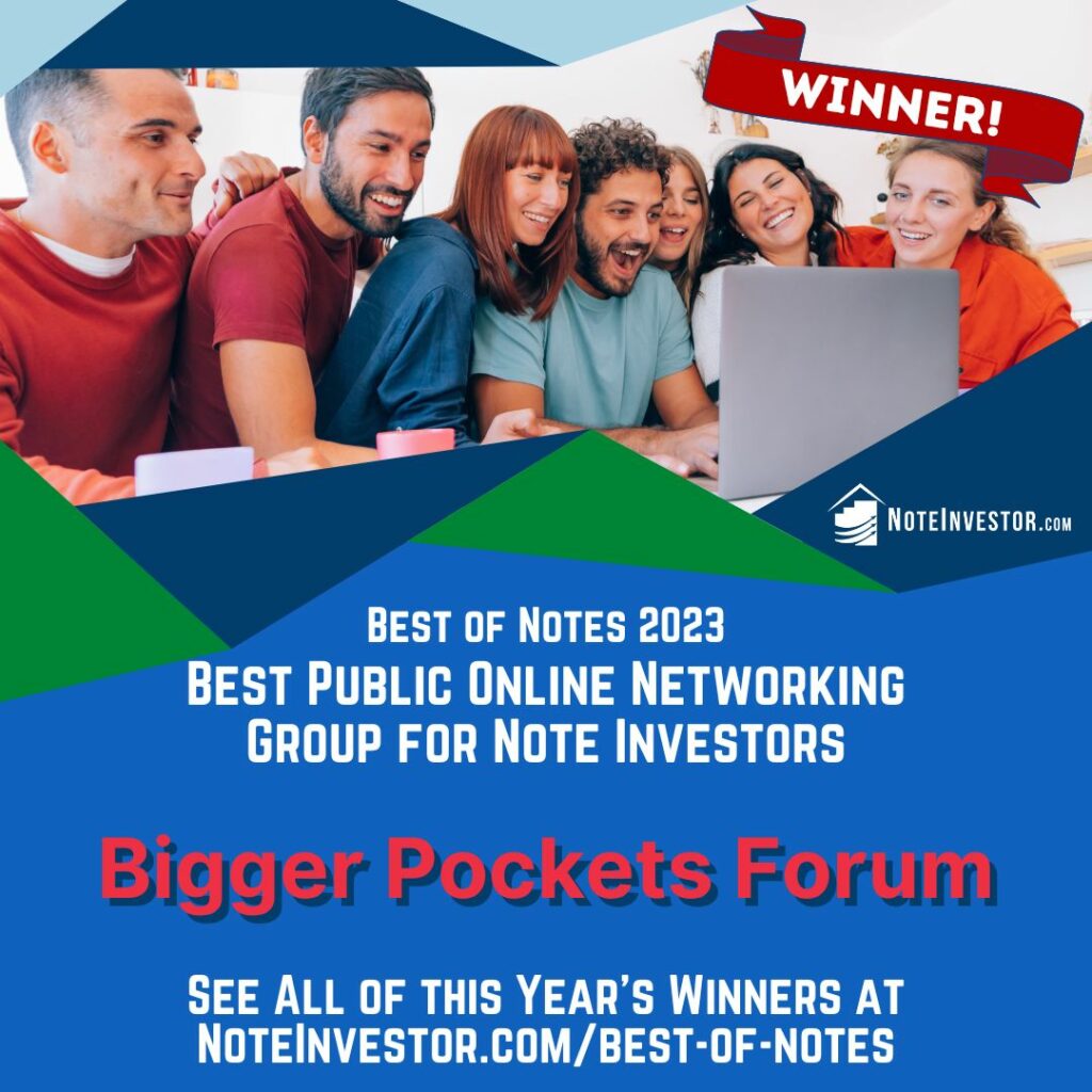 Best of Notes 2023 Best Public Online Networking Group for Note Investors Winner Image