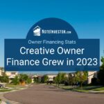 Image of Suburban Street of Homes with Words "Creative Owner Finance Grew in 2023"