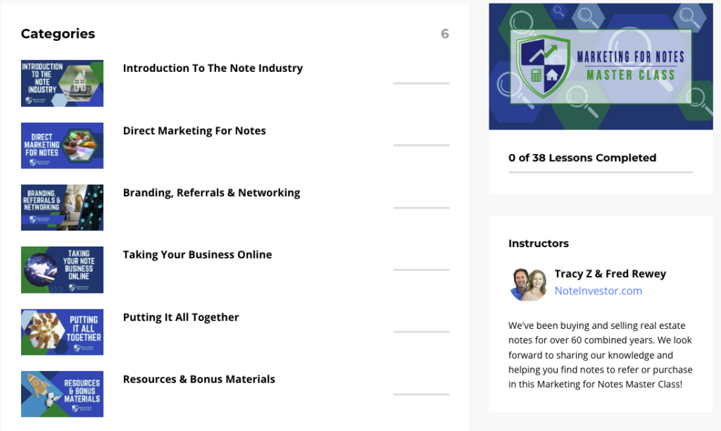 Course Preview of the Marketing for Note Master Class