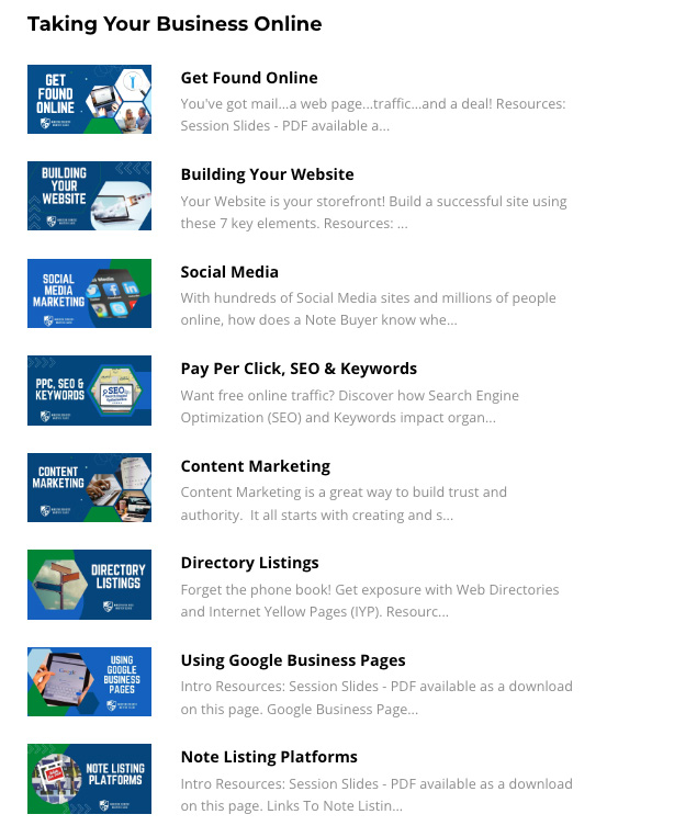 Taking Your Business Online, Finding Cash Flow Notes Training